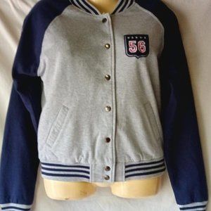 Junior's Baseball Jacket Size Medium Gray Cotton Blend NWT